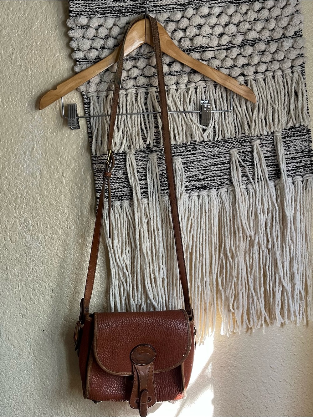 Dooney & Bourke Brown Pebbled Leather Small Crossbody vintage